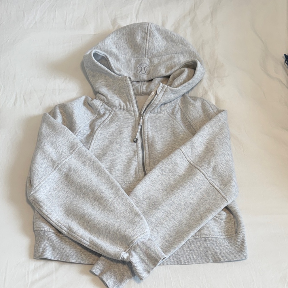 Lululemon Athletic Light Gray HALF Zip Hoodie Sweatshirt